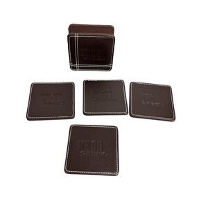 Knob Creek Leatherette Coasters Set of 4 with Holder Brown Barware Whiskey